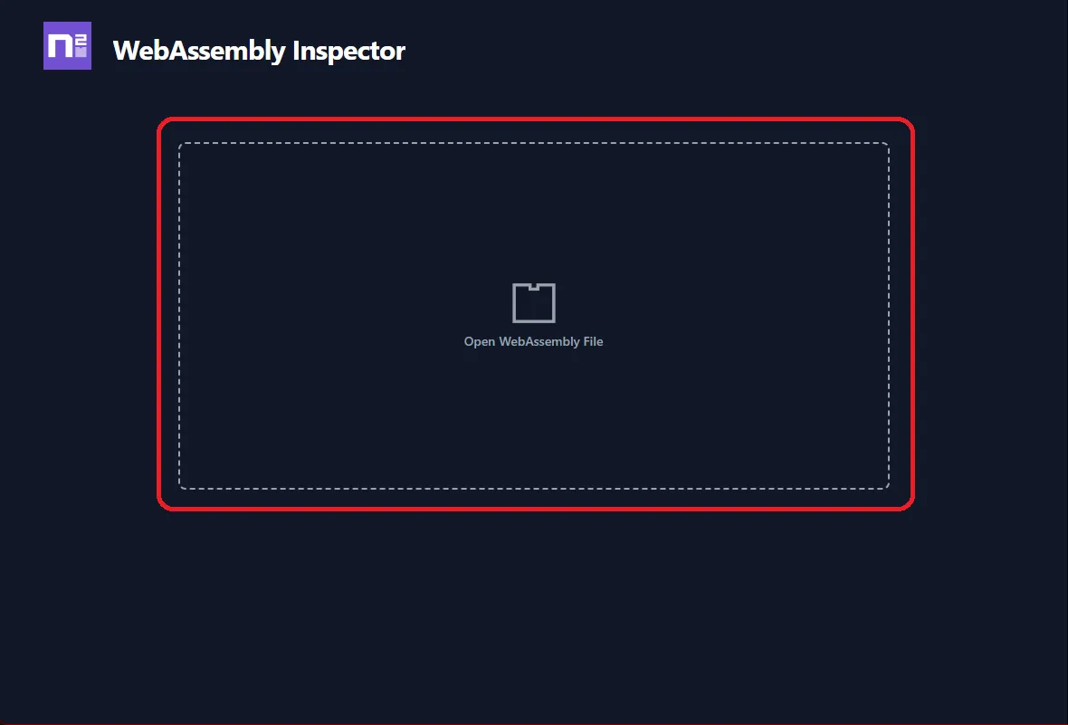 The WASM Analyzer start page