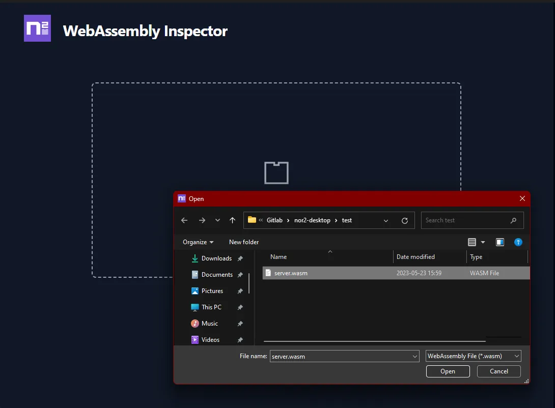 Choose a file through the file browser